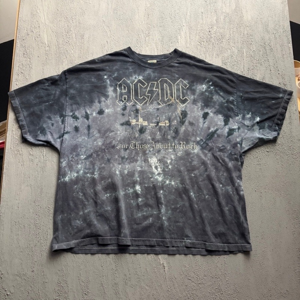 Vintage Liquid Blue AC/DC Shirt 3XL Black 2000s Tie Dye Rock